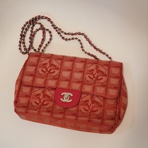 Chanel Red Travel Line Shoulder Flap Bag